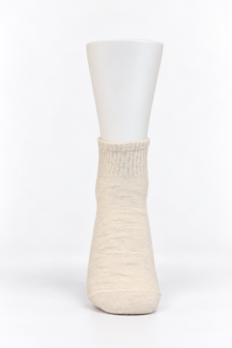 Mongolische Wollsocke, Midi, Regular Fit, Naturweiß