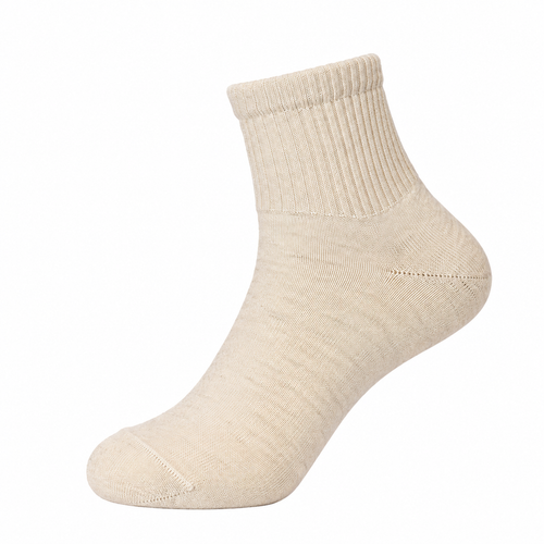 Mongolische Wollsocke, Midi, Comfort Fit, Naturweiß