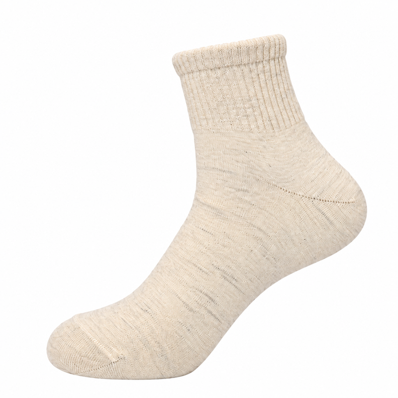 Mongolische Wollsocke, Midi, Regular Fit, Naturweiß