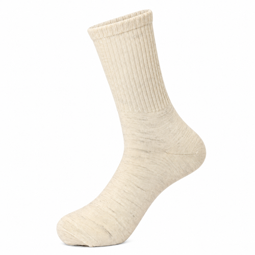 Mongolische Wollsocke, Lang, Comfort Fit, Naturweiß