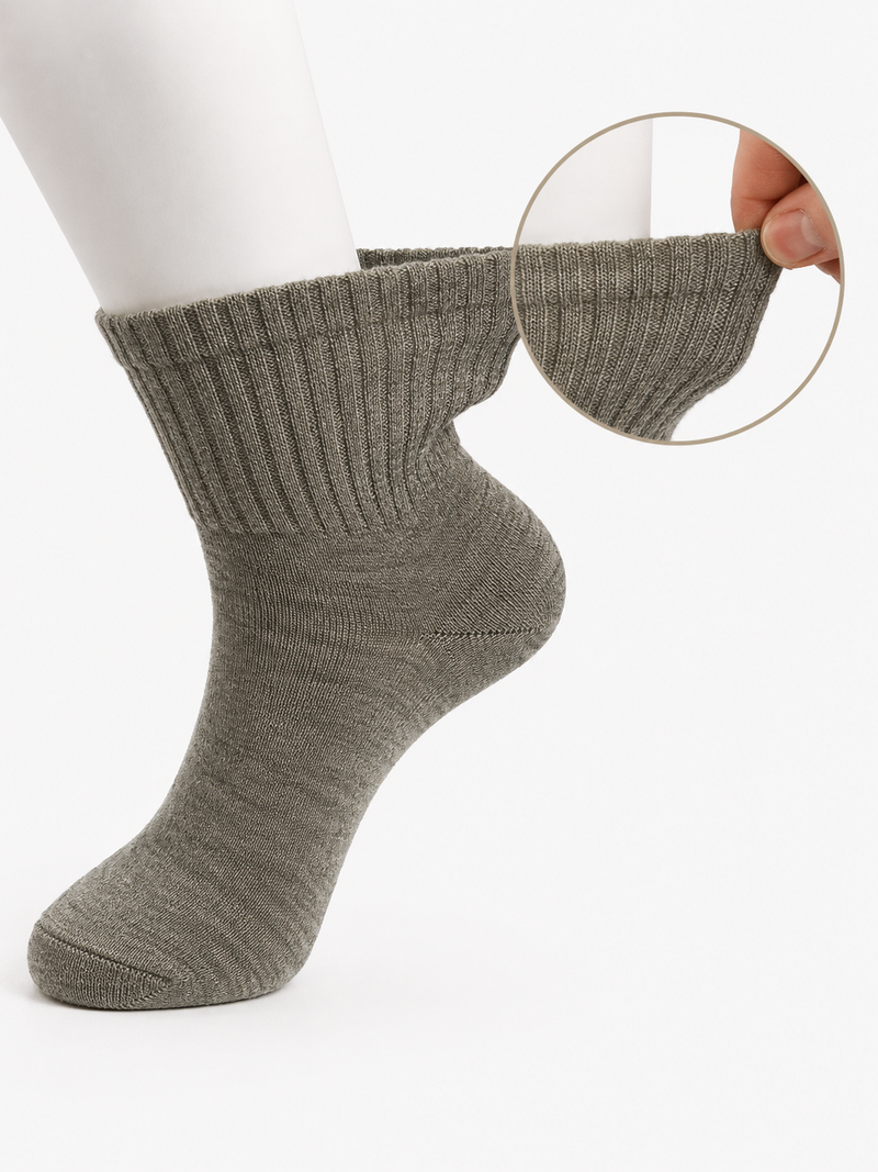 Wollsocken, Comfort Fit Midi, Mongolische Wolle, Naturgrau, Sommersocke, von der Seite