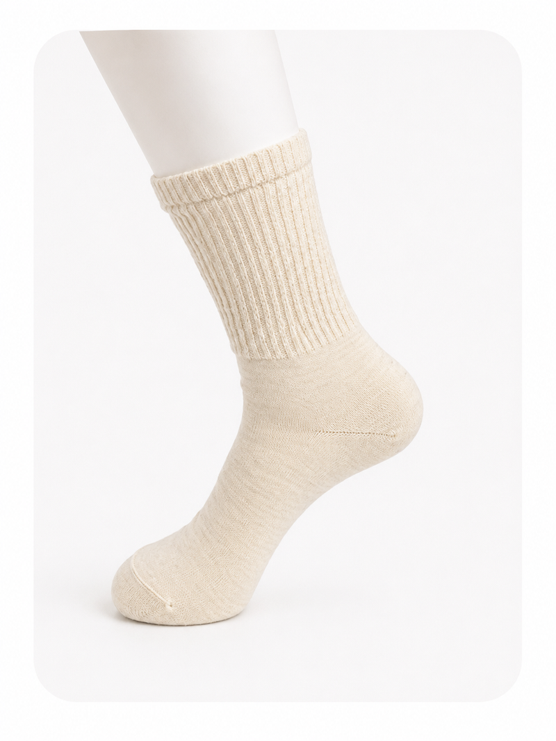 Wollsocken Regular Fit Lang, Mongolische Wolle, Naturweiß