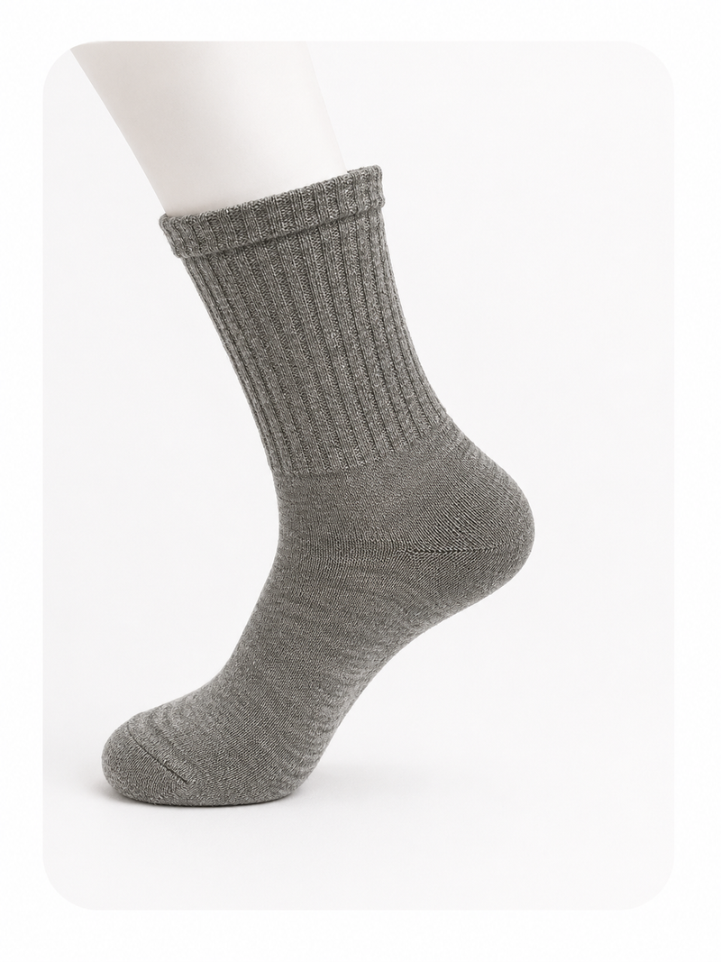 Wollsocken Regular Fit Lang, Mongolische Wolle, Naturgrau