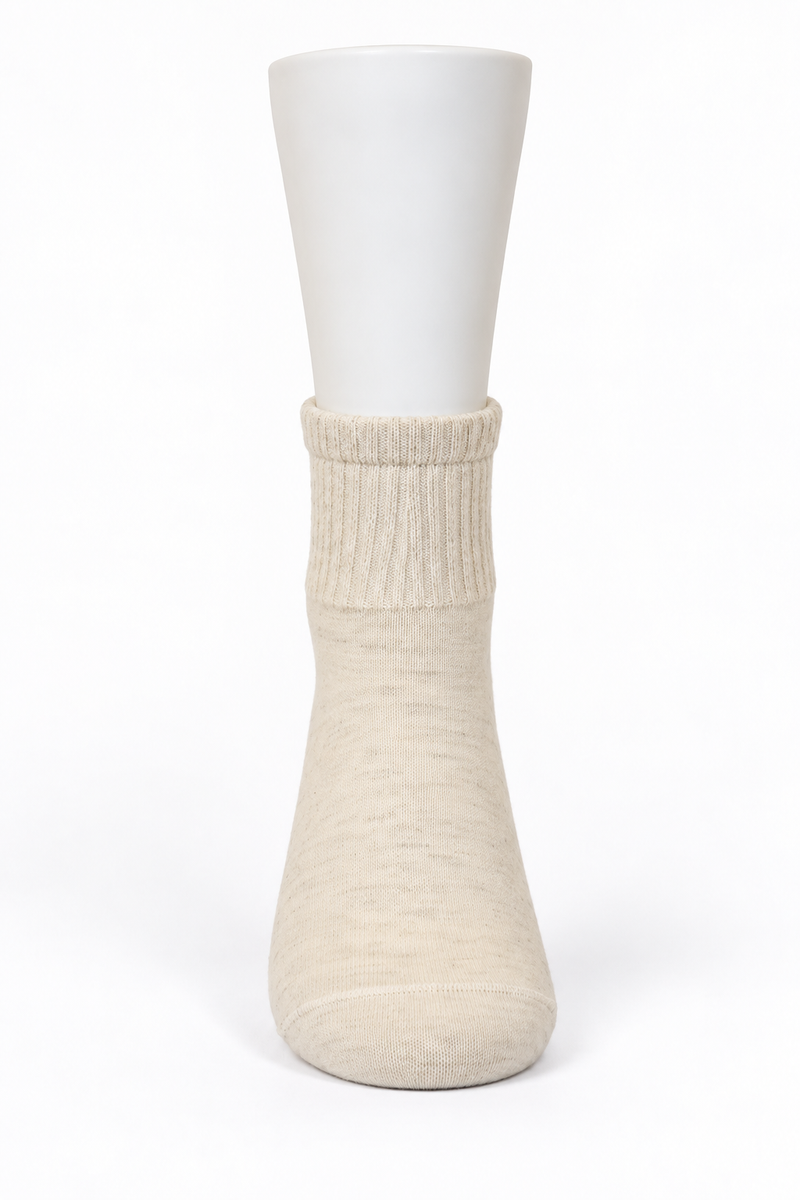 Mongolische Wollsocke, Midi, Comfort Fit, Naturweiß