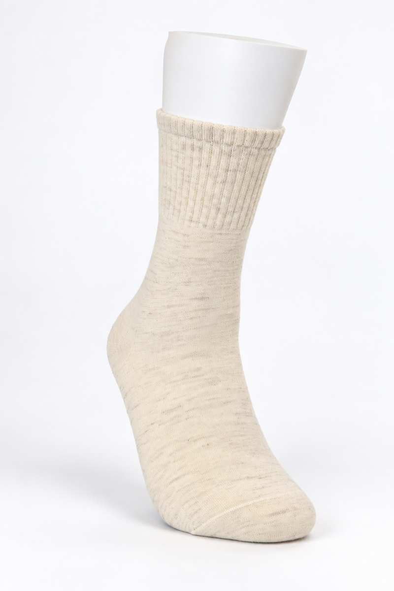 Mongolische Wollsocke, Lang, Regular Fit, Naturweiß