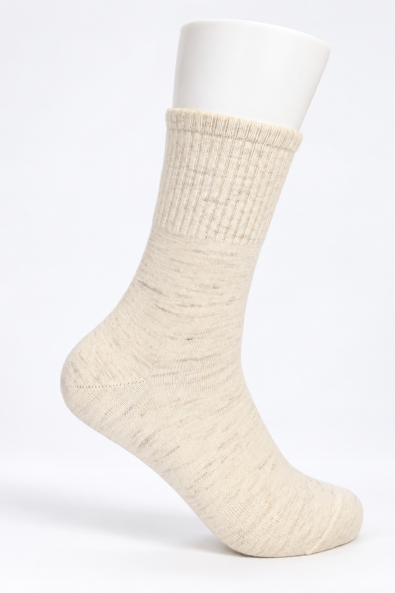 Mongolische Wollsocke, Lang, Regular Fit, Naturweiß