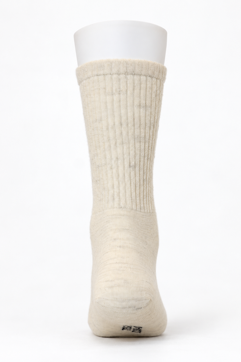 Mongolische Wollsocke, Lang, Comfort Fit, Naturweiß