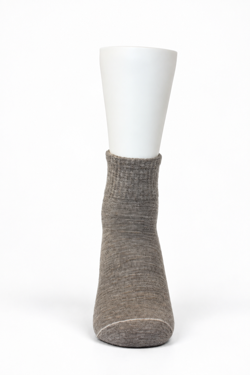 Mongolische Wollsocke, Midi, Regular Fit, Naturgrau