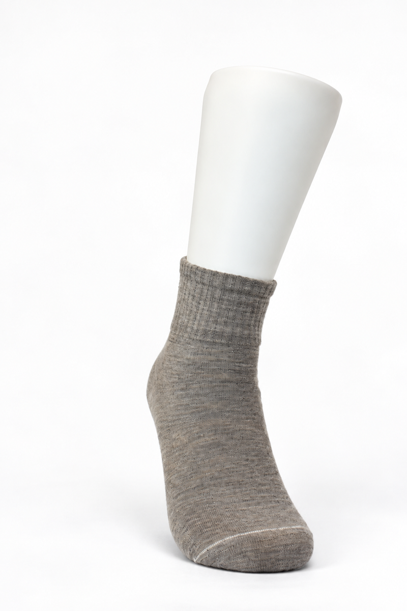 Mongolische Wollsocke, Midi, Comfort Fit, Naturgrau
