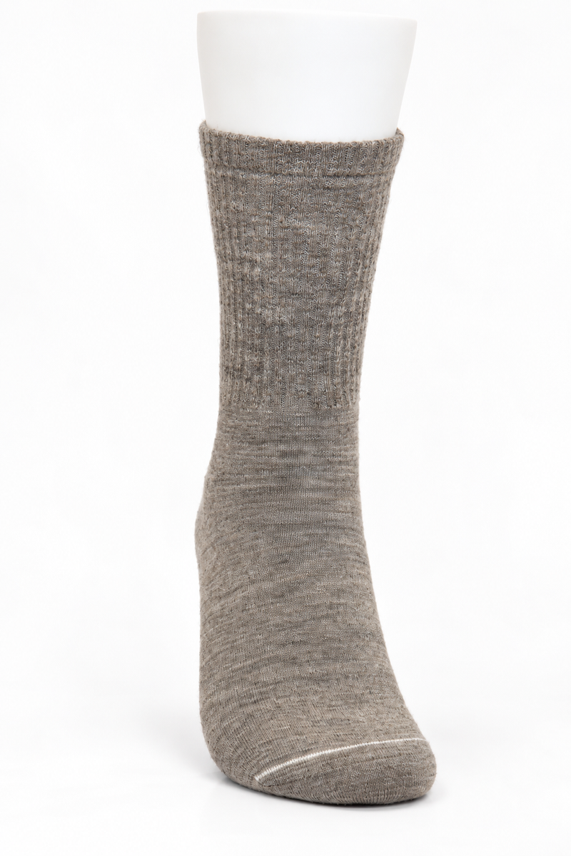 Mongolische Wollsocke, Lang, Comfort Fit, Naturgrau
