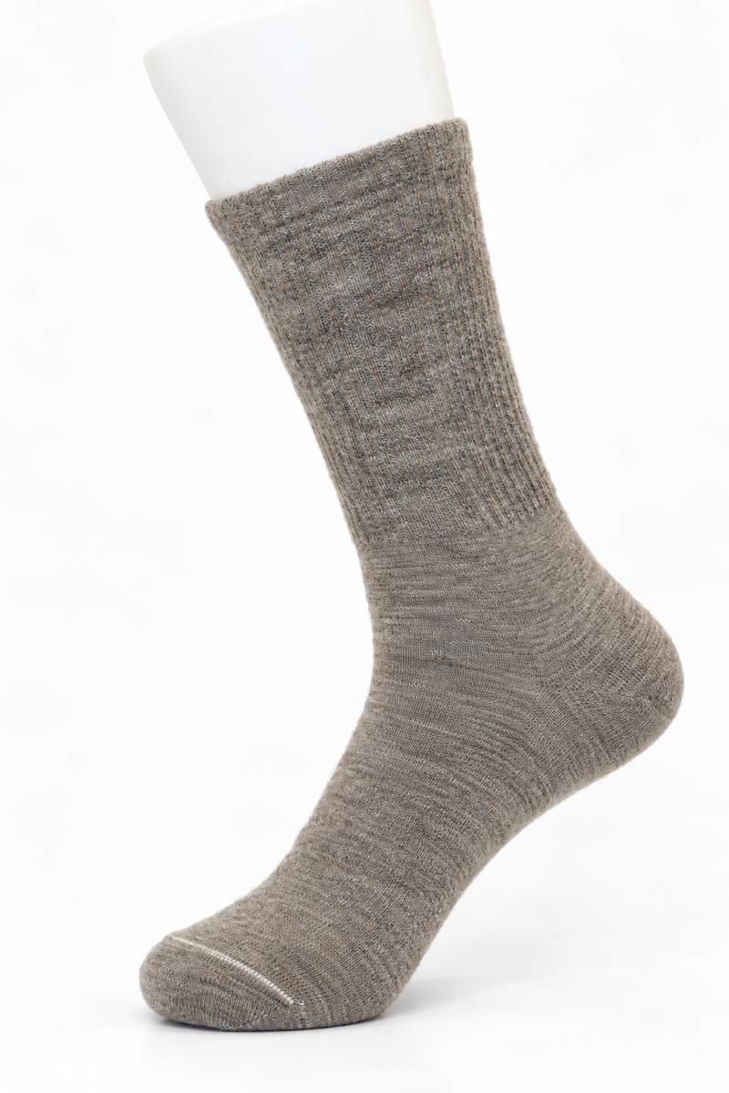 Mongolische Wollsocke, Lang, Comfort Fit, Naturgrau