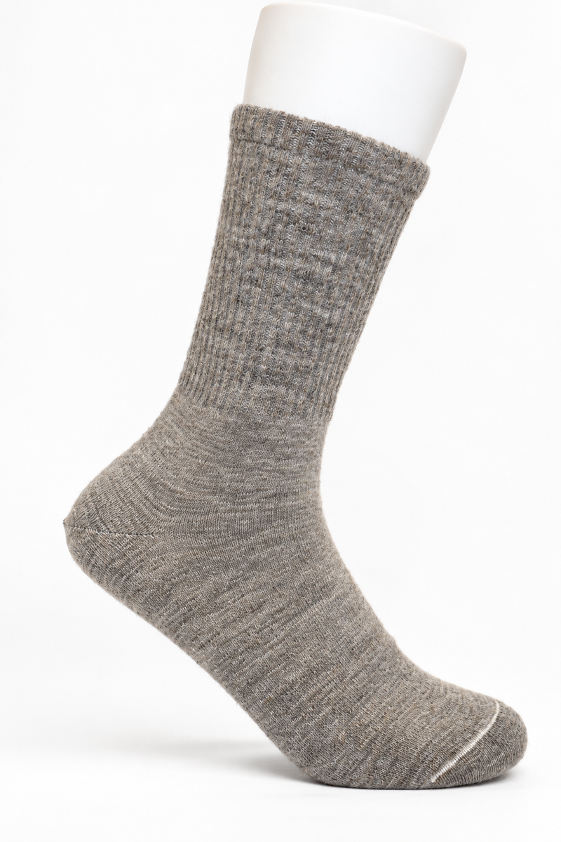 Mongolische Wollsocke, Lang, Comfort Fit, Naturgrau