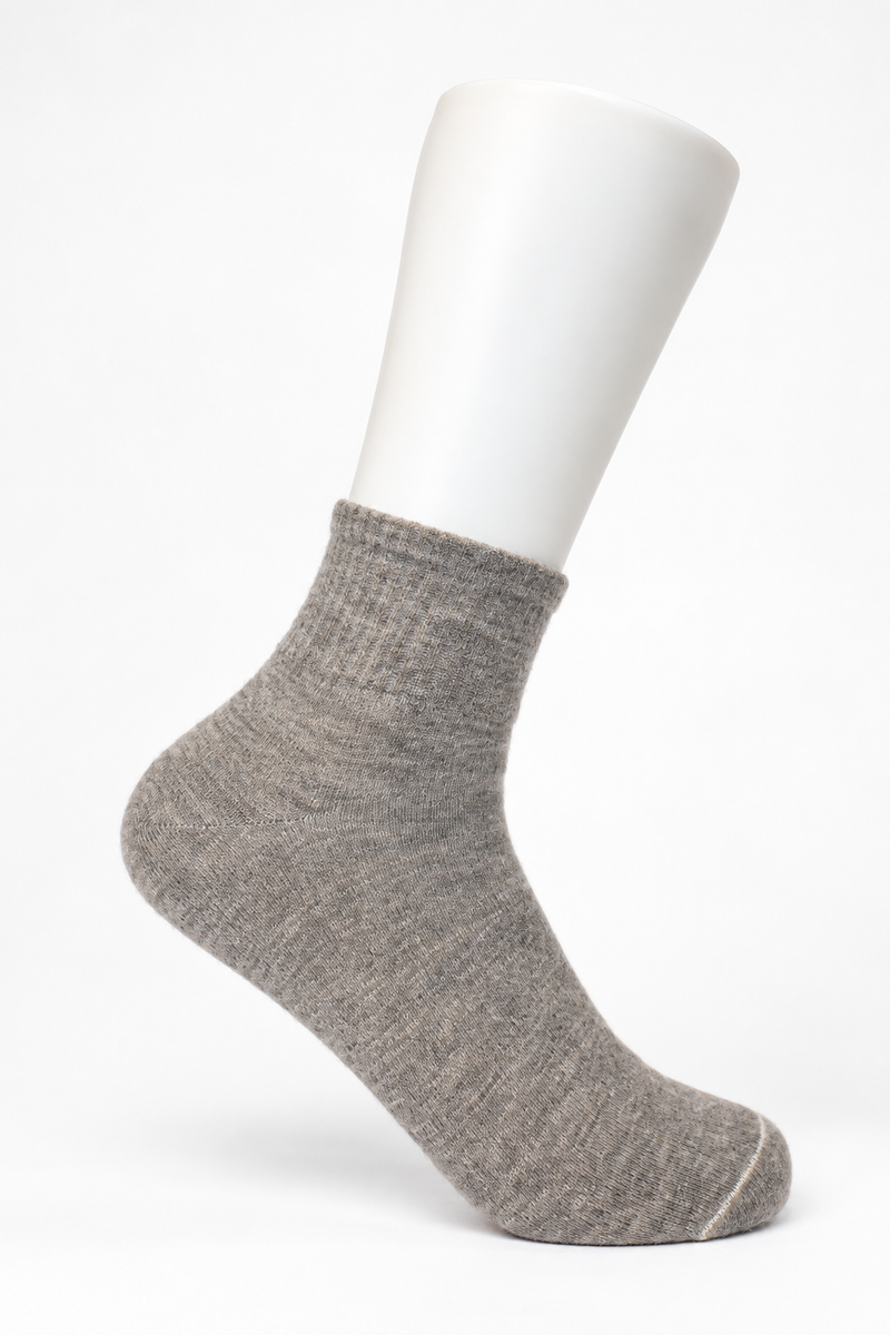 Mongolische Wollsocke, Midi, Regular Fit, Naturgrau