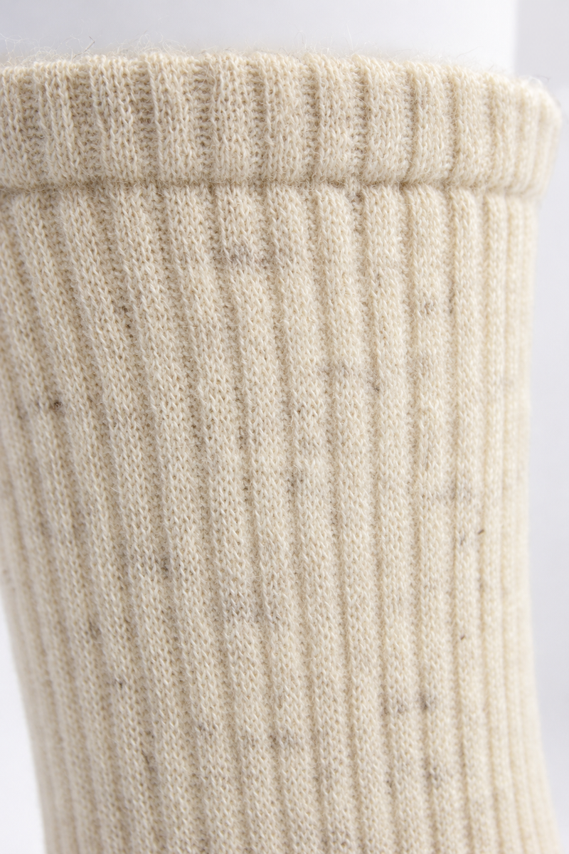 Mongolische Wollsocke, Lang, Comfort Fit, Naturweiß