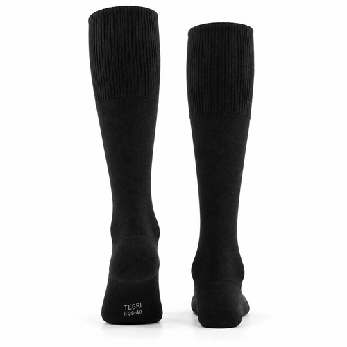 TEGRI Business Kniestrumpf Schwarz, Comfort Fit