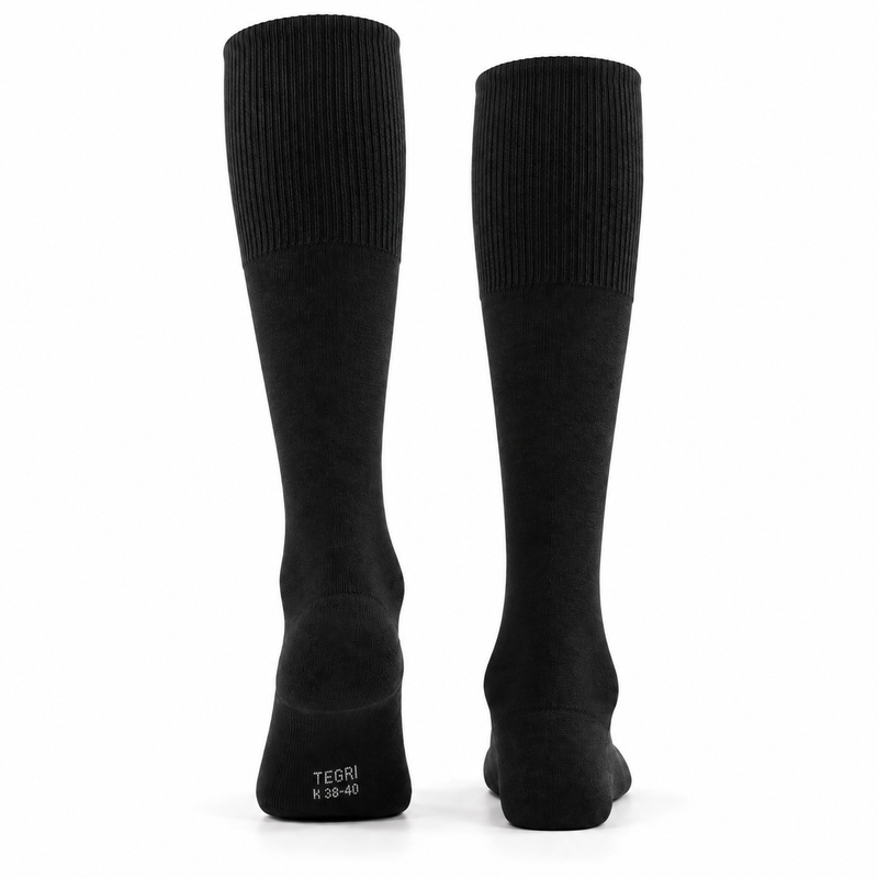 TEGRI Business Kniestrumpf Schwarz, Comfort Fit