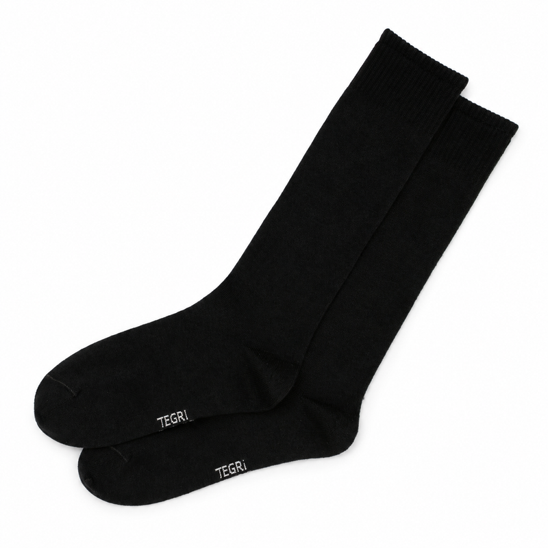 TEGRI Business Kniestrumpf Schwarz, Regular Fit