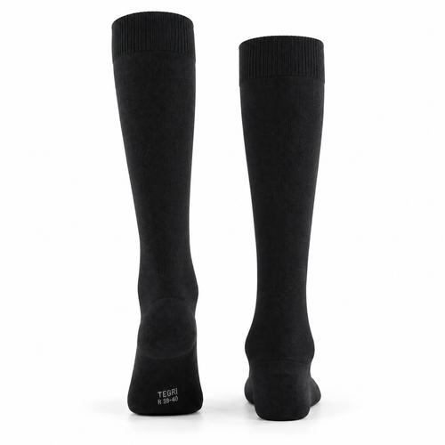 TEGRI Business Kniestrumpf Schwarz, Regular Fit