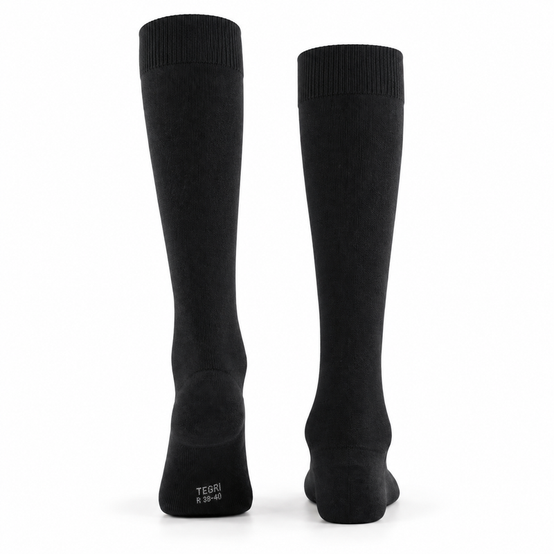 TEGRI Business Kniestrumpf Schwarz, Regular Fit