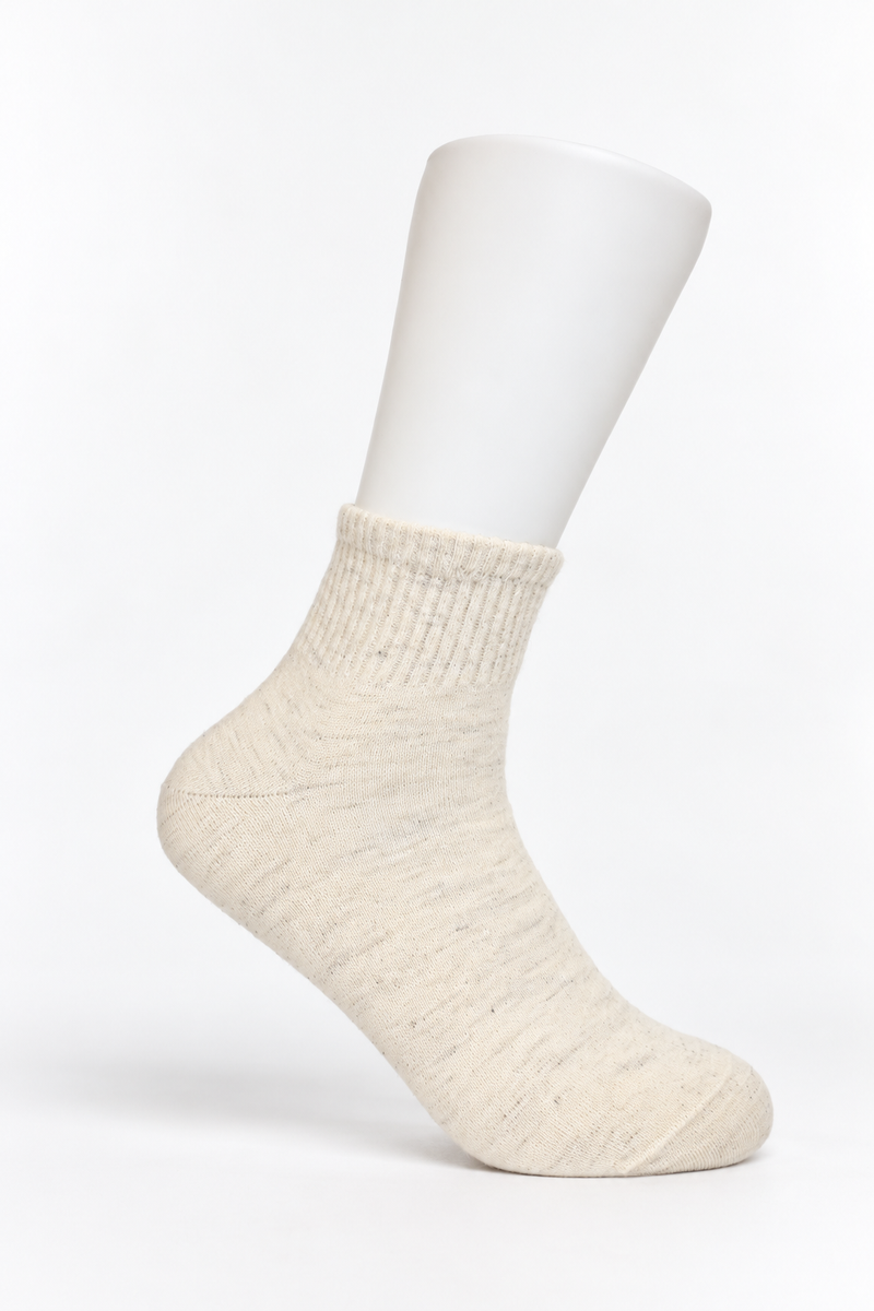 Mongolische Wollsocke, Midi, Comfort Fit, Naturweiß
