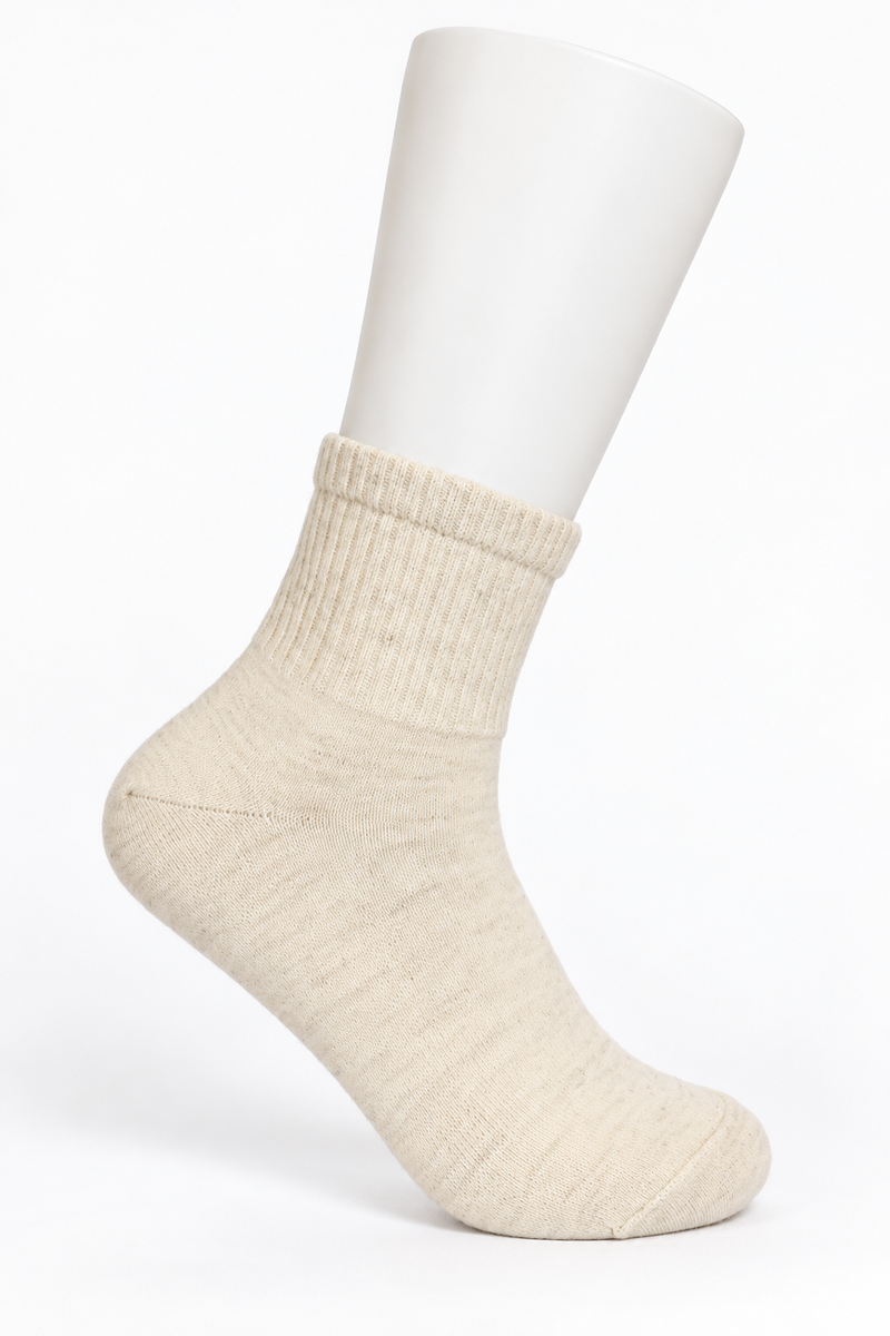 Mongolische Wollsocke, Midi, Regular Fit, Naturweiß